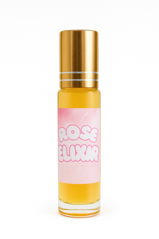 Musc Roll-On Rose Élixir 10ml – Huile de Parfum Sans Alcool Envoûtante et Florale